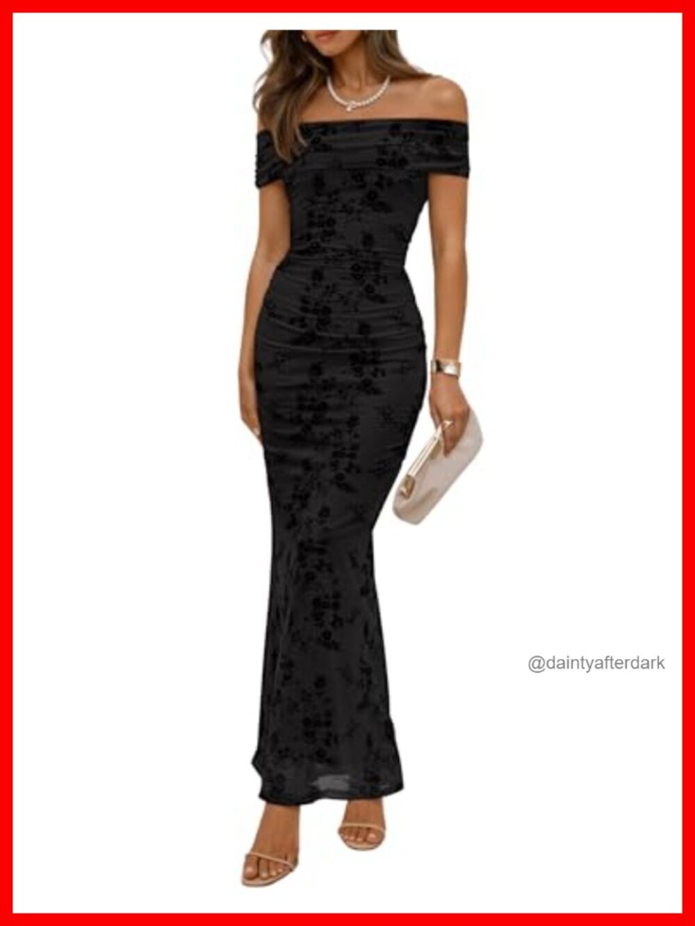 Off Shoulder Floral Bodycon Ruched Maxi Cocktail Formal Dress